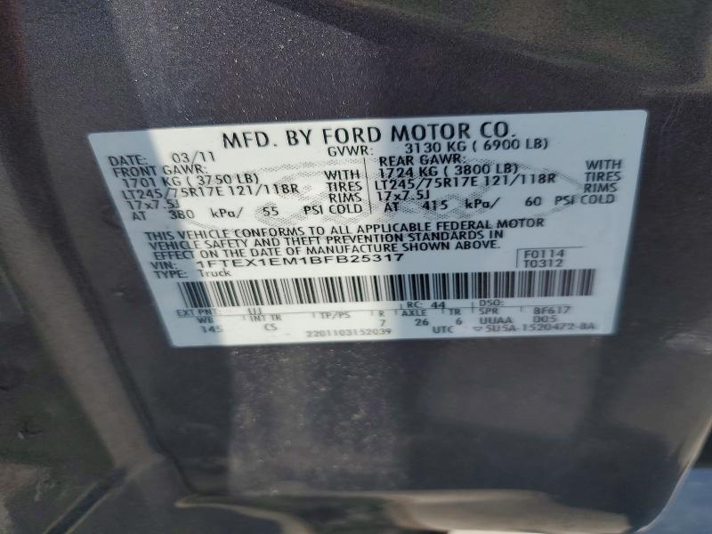 Aukcja sprzedaży 2011 Ford F150, vin: 1FTEX1EM1BFB25317, numer aukcji: 59080886