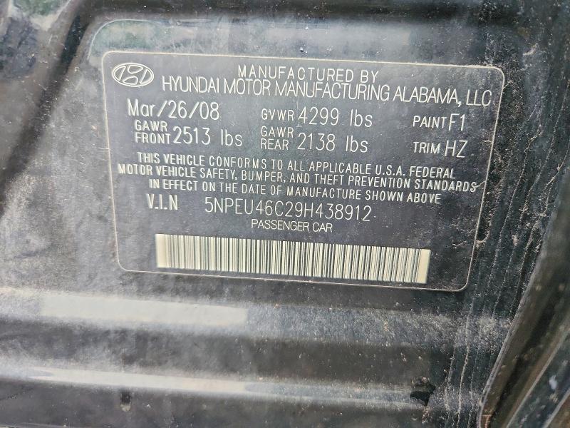 2009 Hyundai Sonata მანქანა იყიდება აუქციონზე, vin: 5NPEU46C29H438912, აუქციონის ნომერი: 57938456