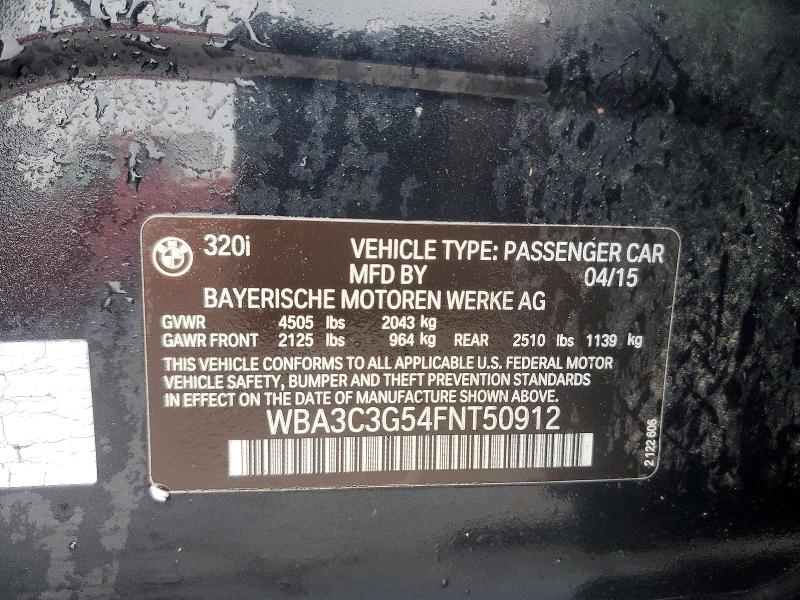 Продажа на аукционе авто 2015 Bmw 320, vin: WBA3C3G54FNT50912, номер лота: 57424996
