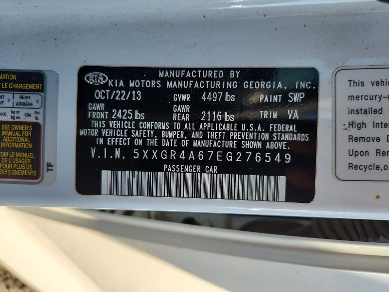 Продажа на аукционе авто 2014 Kia Optima, vin: 5XXGR4A67EG276549, номер лота: 56455646