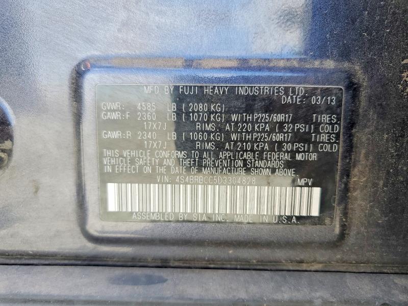 58795076 :رقم المزاد ، 4S4BRBCC5D3304828 vin ، 2013 Subaru Outback مزاد بيع