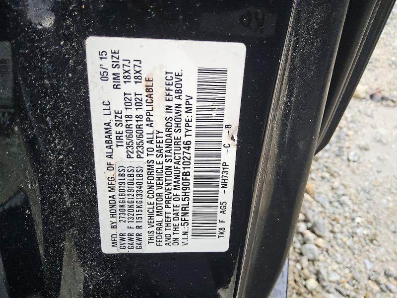 56401286 :رقم المزاد ، 5FNRL5H90FB102746 vin ، 2015 Honda Odyssey مزاد بيع