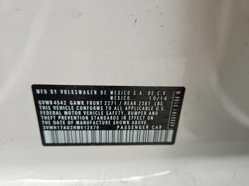 56940896 :رقم المزاد ، 3VWH17AU2HM512679 vin ، 2017 Volkswagen Golf Alltrack مزاد بيع