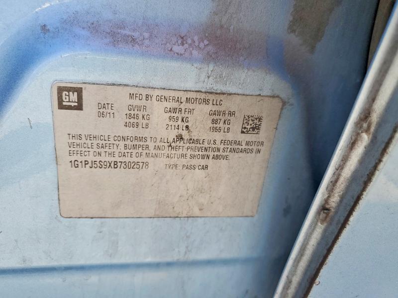 2011 Chevrolet Cruze მანქანა იყიდება აუქციონზე, vin: 1G1PJ5S9XB7302578, აუქციონის ნომერი: 55308756