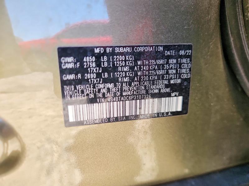 Продажа на аукционе авто 2023 Subaru Outback, vin: 4S4BTADC6P3107326, номер лота: 55726446