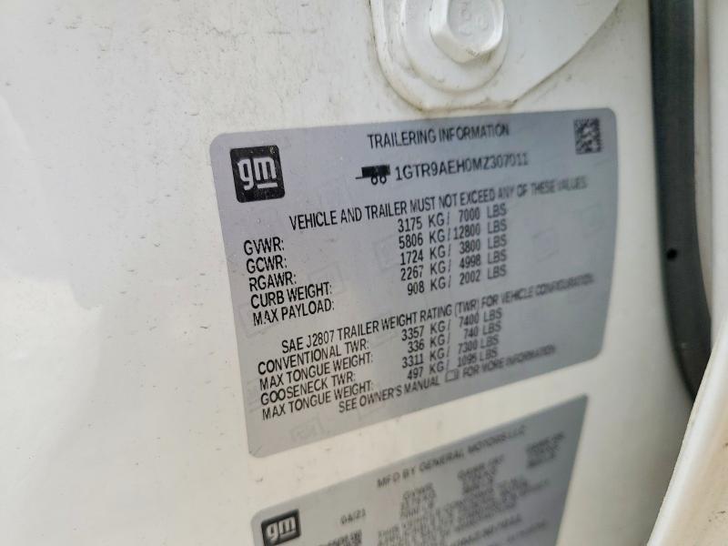 56963576 :رقم المزاد ، 1GTR9AEH0MZ307011 vin ، 2021 Gmc Sierra مزاد بيع