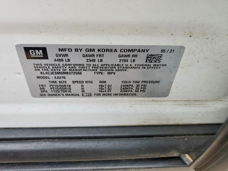 Продажа на аукционе авто 2021 Buick Encore, vin: KL4CJESM6MB372566, номер лота: 57779326