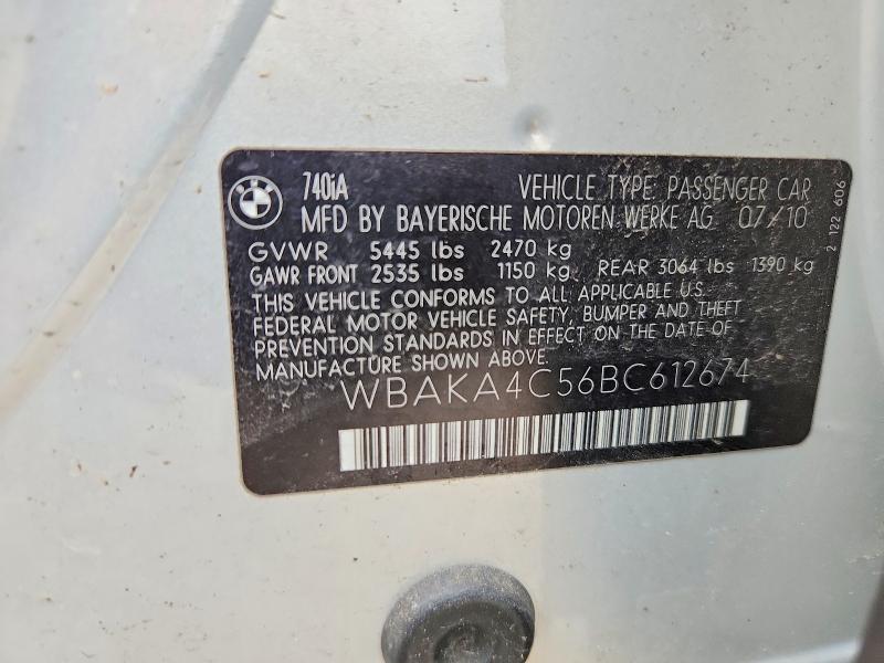 58076076 :رقم المزاد ، WBAKA4C56BC612674 vin ، 2011 Bmw 740 مزاد بيع