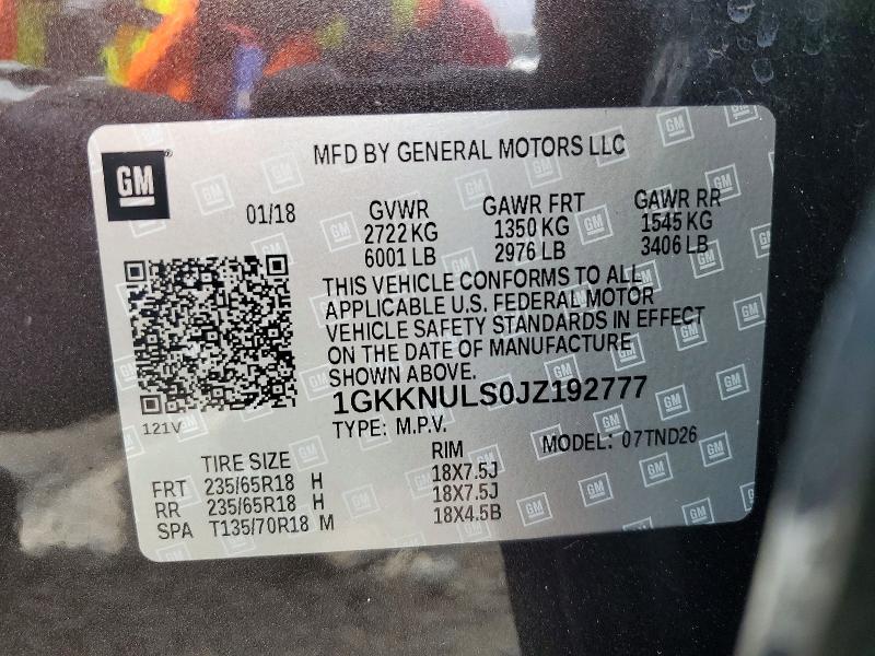 Продажа на аукционе авто 2018 Gmc Acadia, vin: 1GKKNULS0JZ192777, номер лота: 58326406