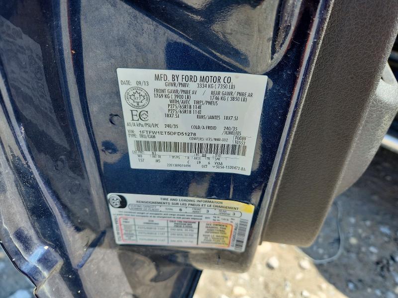2013 Ford F150 მანქანა იყიდება აუქციონზე, vin: 1FTFW1ET5DFD51278, აუქციონის ნომერი: 58651736