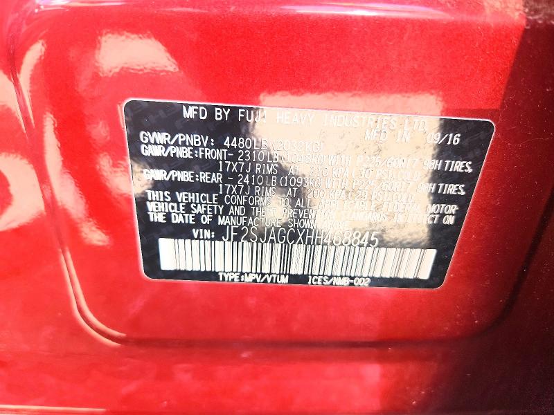 Aukcja sprzedaży 2017 Subaru Forester, vin: JF2SJAGCXHH468845, numer aukcji: 57998936