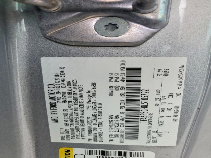2020 Ford Mustang მანქანა იყიდება აუქციონზე, vin: 1FA6P8CF0L5105722, აუქციონის ნომერი: 57312876