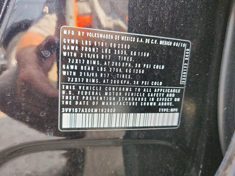 57579786 :رقم المزاد ، 3VV1B7AX0KM162800 vin ، 2019 Volkswagen Tiguan مزاد بيع