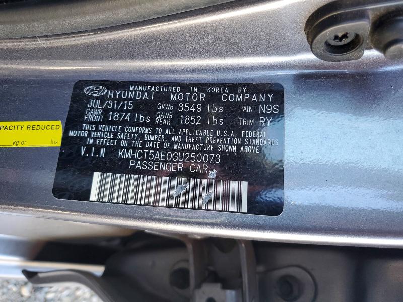2016 Hyundai Accent მანქანა იყიდება აუქციონზე, vin: KMHCT5AE0GU250073, აუქციონის ნომერი: 56799486