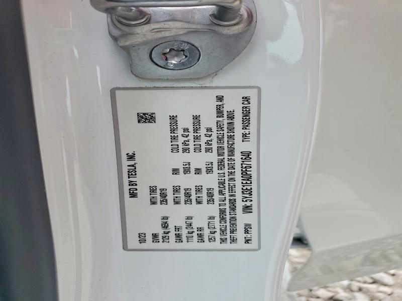 Продажа на аукционе авто 2023 Tesla Model 3, vin: 5YJ3E1EA0PF671640, номер лота: 57377066