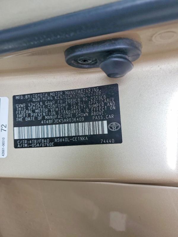 Продаж на аукціоні авто 2010 Toyota Camry, vin: 4T4BF3EK5AR036409, номер лоту: 58567176