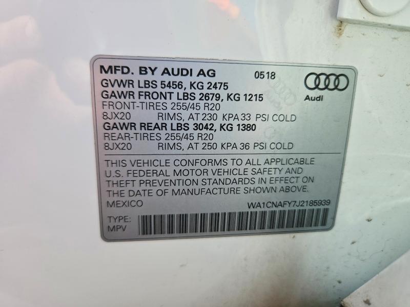 Aukcja sprzedaży 2018 Audi Q5, vin: WA1CNAFY7J2185939, numer aukcji: 85972035