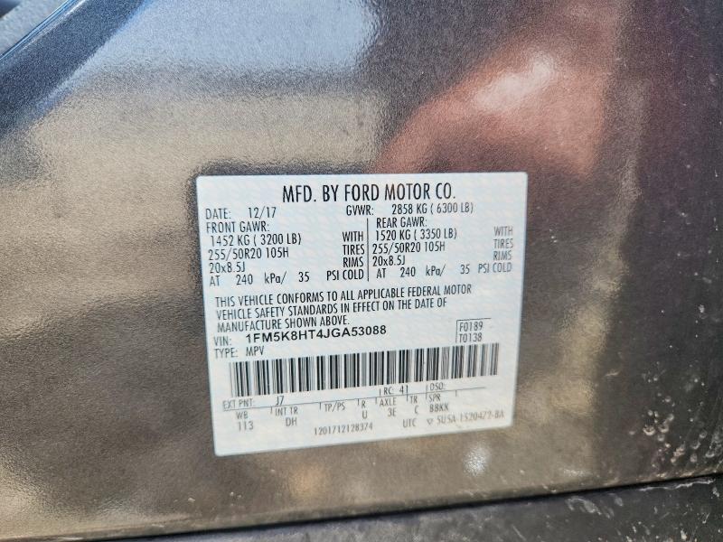 Продаж на аукціоні авто 2018 Ford Explorer, vin: 1FM5K8HT4JGA53088, номер лоту: 85605015