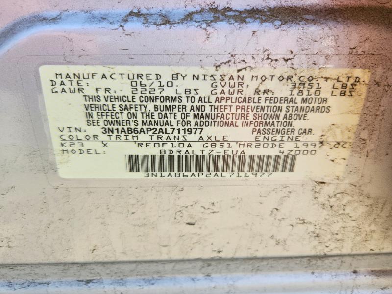 58129156 :رقم المزاد ، 3N1AB6AP2AL711977 vin ، 2010 Nissan Sentra مزاد بيع