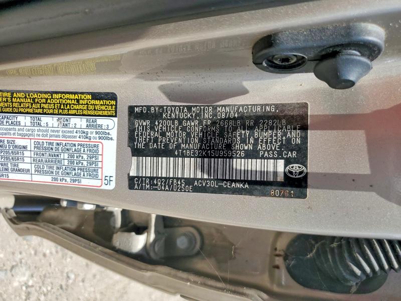 59057336 :رقم المزاد ، 4T1BE32K15U959526 vin ، 2005 Toyota Camry مزاد بيع