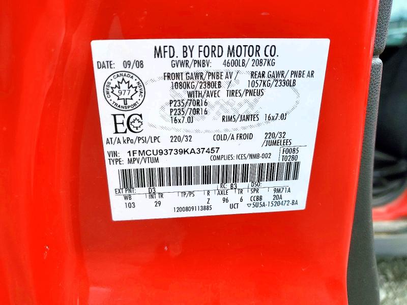 Продаж на аукціоні авто 2009 Ford Escape, vin: 1FMCU93739KA37457, номер лоту: 53877636