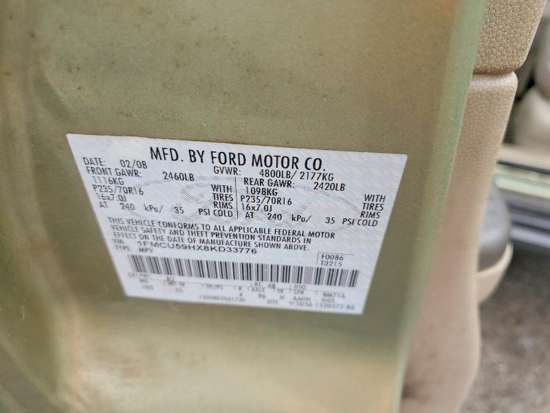 Продажа на аукционе авто 2008 Ford Escape, vin: 1FMCU59HX8KD33776, номер лота: 57518176