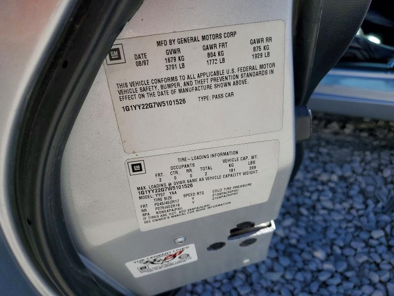 1998 Chevrolet Corvette მანქანა იყიდება აუქციონზე, vin: 1G1YY22G7W5101526, აუქციონის ნომერი: 57333586