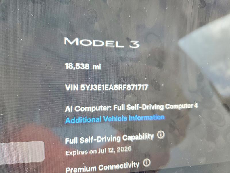 Продаж на аукціоні авто 2024 Tesla Model 3, vin: 5YJ3E1EA8RF871717, номер лоту: 58124496