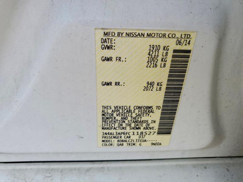 Aukcja sprzedaży 2015 Nissan Altima, vin: 1N4AL3AP6FC118527, numer aukcji: 58567886