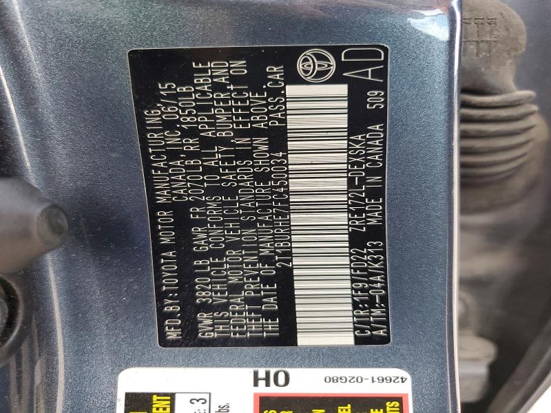 Продаж на аукціоні авто 2015 Toyota Corolla, vin: 2T1BURHE7FC450034, номер лоту: 57116776