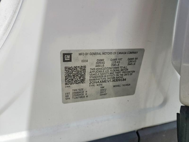Продаж на аукціоні авто 2018 Chevrolet Equinox, vin: 2GNAXMEV7J6309184, номер лоту: 57561556