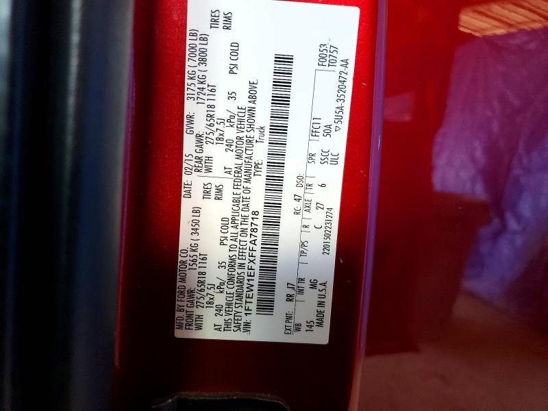 58203356 :رقم المزاد ، 1FTEW1EFXFFA78718 vin ، 2015 Ford F150 مزاد بيع