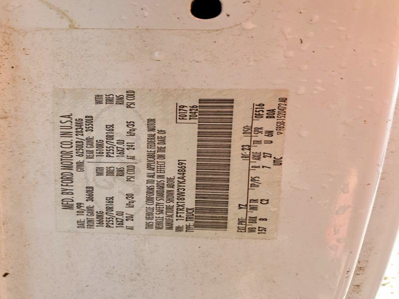Aukcja sprzedaży 2000 Ford F150, vin: 1FTRX18W3YKA48691, numer aukcji: 57925176