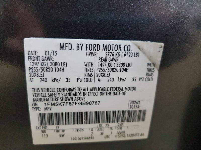 Aukcja sprzedaży 2015 Ford Explorer, vin: 1FM5K7F87FGB90767, numer aukcji: 57576326