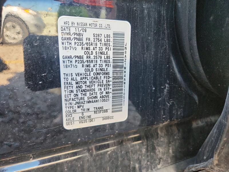 Aukcja sprzedaży 2010 Nissan Murano, vin: JN8AZ1MW4AW110521, numer aukcji: 55895946