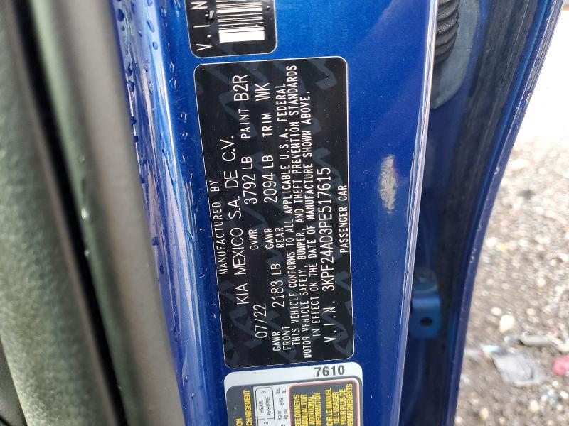 57887116 :رقم المزاد ، 3KPF24AD3PE517615 vin ، 2023 Kia Forte مزاد بيع