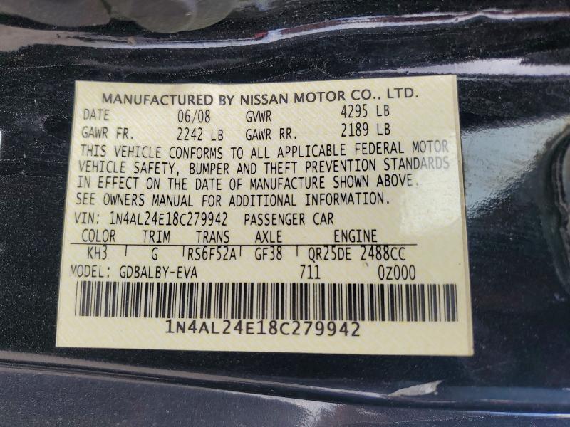 58481986 :رقم المزاد ، 1N4AL24E18C279942 vin ، 2008 Nissan Altima مزاد بيع
