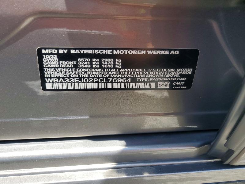 57706146 :رقم المزاد ، WBA33EJ02PCL76964 vin ، 2023 Bmw 760 مزاد بيع