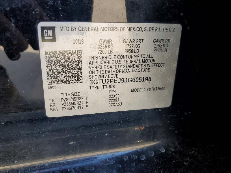 2018 Gmc Sierra მანქანა იყიდება აუქციონზე, vin: 3GTU2PEJ9JG605198, აუქციონის ნომერი: 57697636
