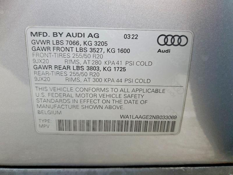 Продажа на аукционе авто 2022 Audi E-tron, vin: WA1LAAGE2NB033069, номер лота: 57220616
