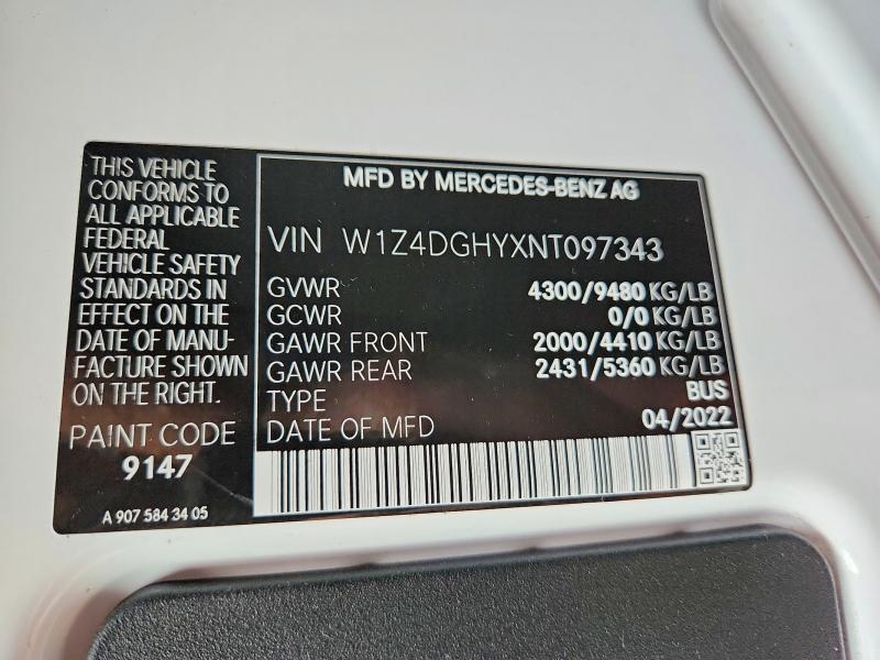 Продажа на аукционе авто 2022 Mercedes-benz Sprinter, vin: W1Z4DGHYXNT097343, номер лота: 53694006