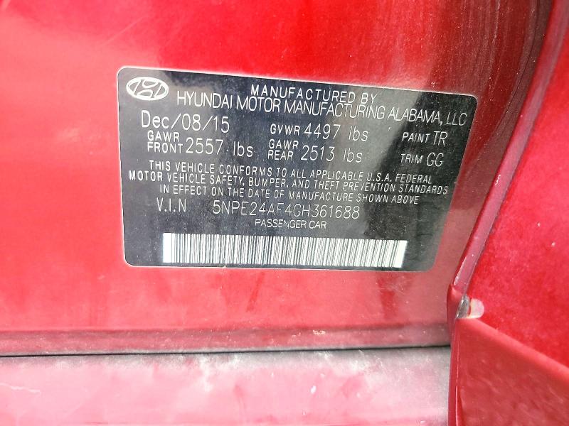 Aukcja sprzedaży 2016 Hyundai Sonata, vin: 5NPE24AF4GH361688, numer aukcji: 57356646