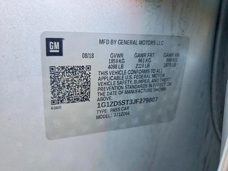 2018 Chevrolet Malibu მანქანა იყიდება აუქციონზე, vin: 1G1ZD5ST3JF279807, აუქციონის ნომერი: 58082926