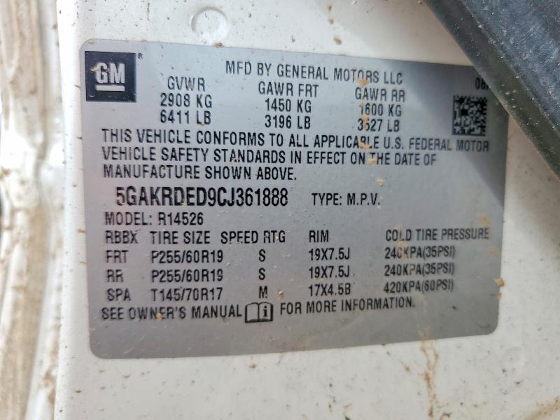 Auction sale of the 2012 Buick Enclave, vin: 5GAKRDED9CJ361888, lot number: 85773045
