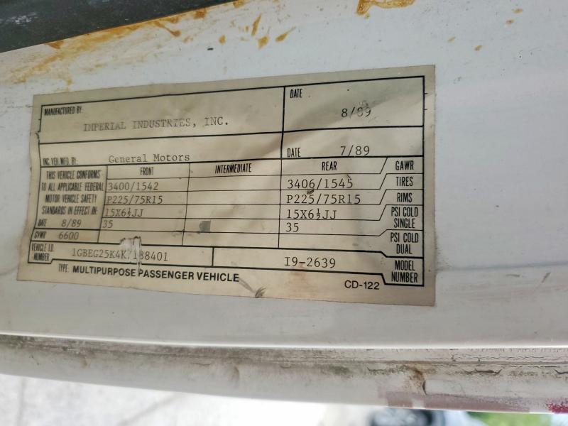 Aukcja sprzedaży 1989 Chevrolet G20, vin: 1GBEG25K4K7188401, numer aukcji: 56845446