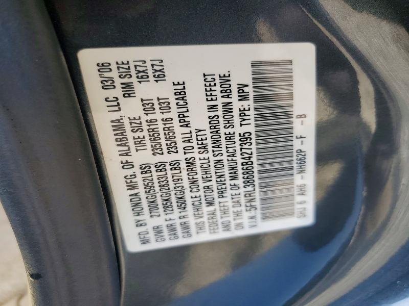 Продаж на аукціоні авто 2006 Honda Odyssey, vin: 5FNRL38686B427395, номер лоту: 59174376