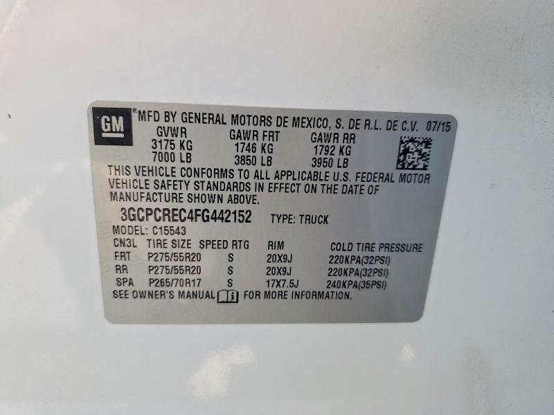 2015 Chevrolet Silverado მანქანა იყიდება აუქციონზე, vin: 3GCPCREC4FG442152, აუქციონის ნომერი: 58317006