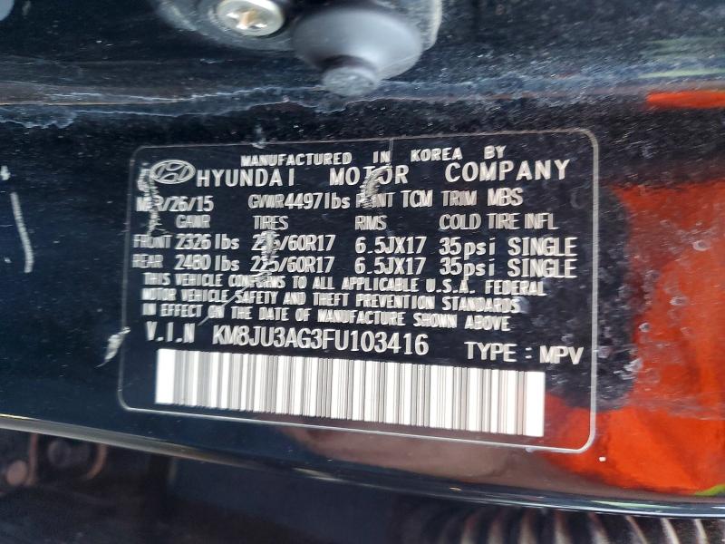 55520916 :رقم المزاد ، KM8JU3AG3FU103416 vin ، 2015 Hyundai Tucson مزاد بيع