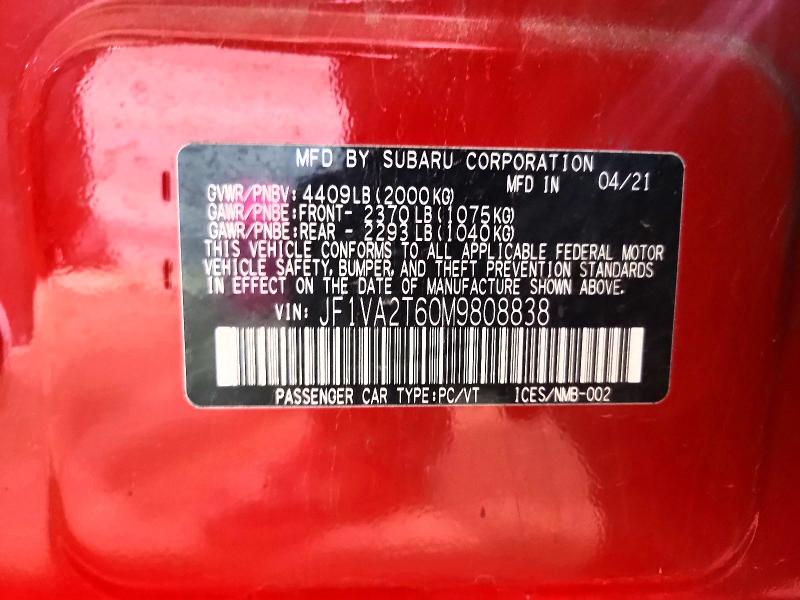 57763026 :رقم المزاد ، JF1VA2T60M9808838 vin ، 2021 Subaru Wrx مزاد بيع