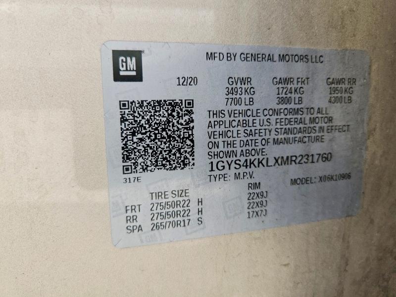 Aukcja sprzedaży 2021 Cadillac Escalade, vin: 1GYS4KKLXMR231760, numer aukcji: 58555416